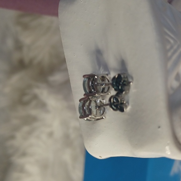 Colleen Lopez Precious Sterling Silver Aquamarine Stud Earrings NIB - Picture 4 of 10